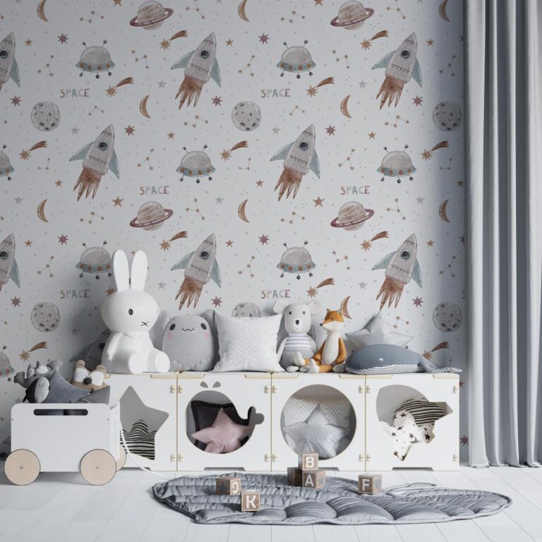 Kinderbehang Ruimte patroon aquarel