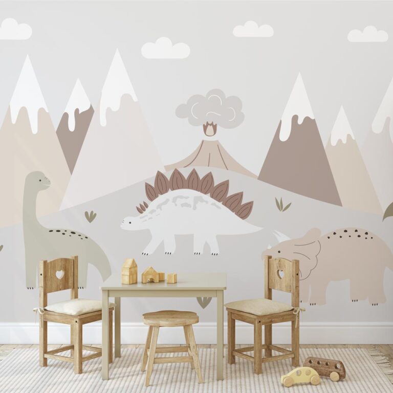 Kinderbehang Dino's in de bergen