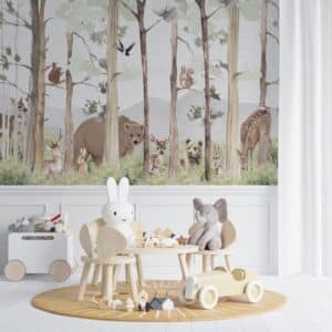 Kinderbehang Dieren in het bos - dieren behang