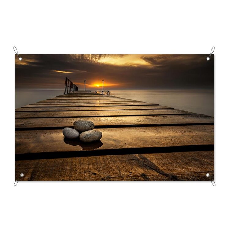 Tuinposter steiger bij avondzon