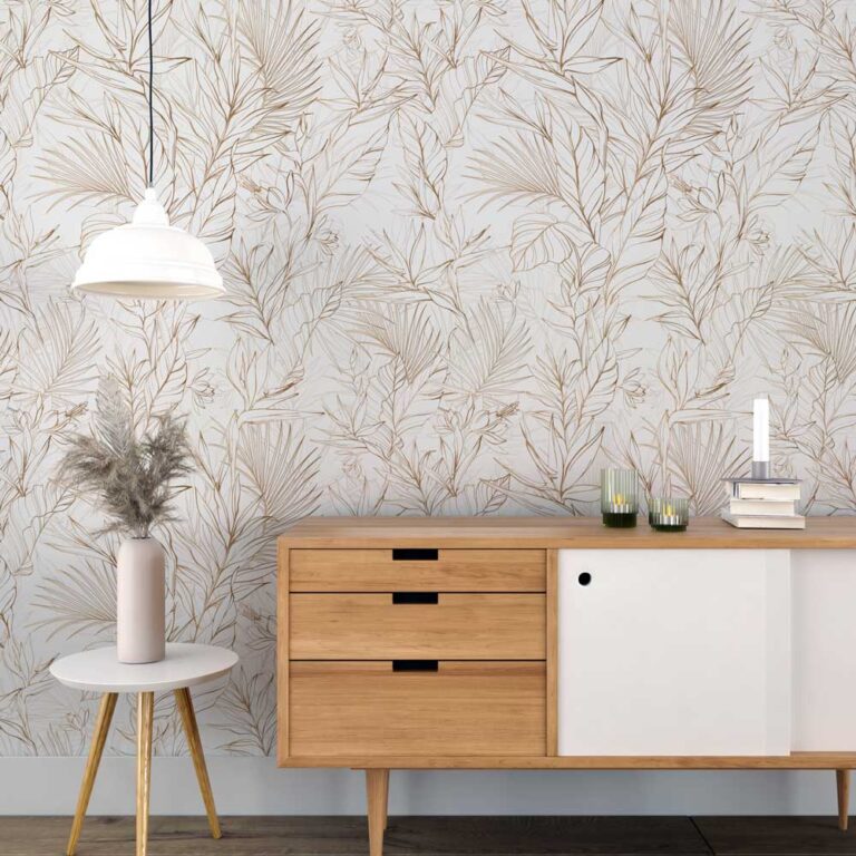 Fotobehang Bladeren in goudtinten