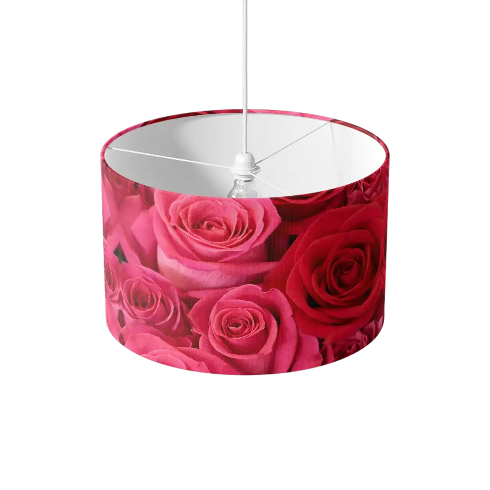 Lampenkap Roze en rode rozen hangend