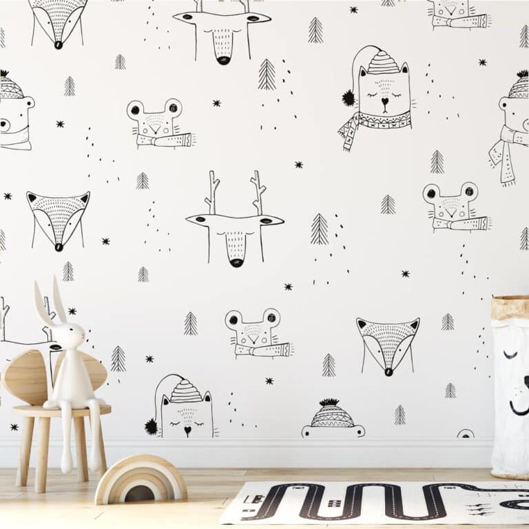 Kinderbehang Winter dieren patroon