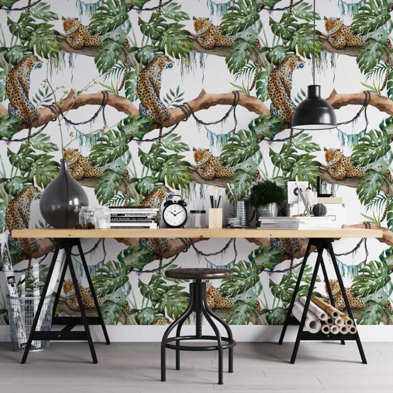 Fotobehang Jaguar Jungle patroon