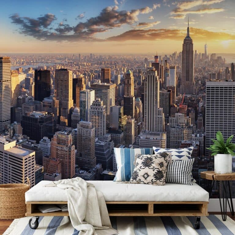 Fotobehang New York in avondschemer
