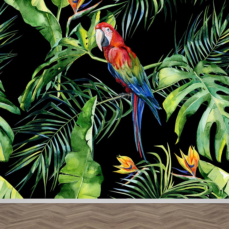 Fotobehang Botanische jungle papegaai