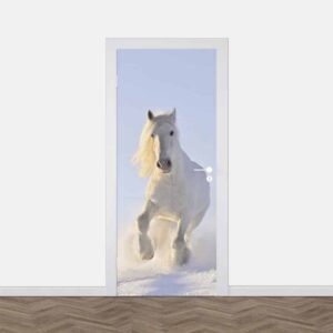 Deursticker Paard in sneeuw