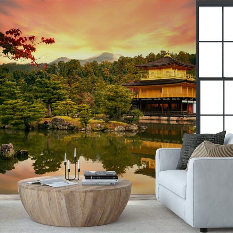 Fotobehang Japanse tuin in avondschemer