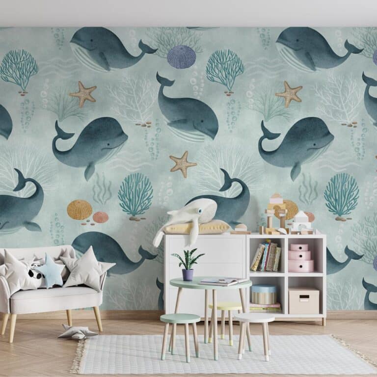 Kinderbehang Vrolijke walvissen