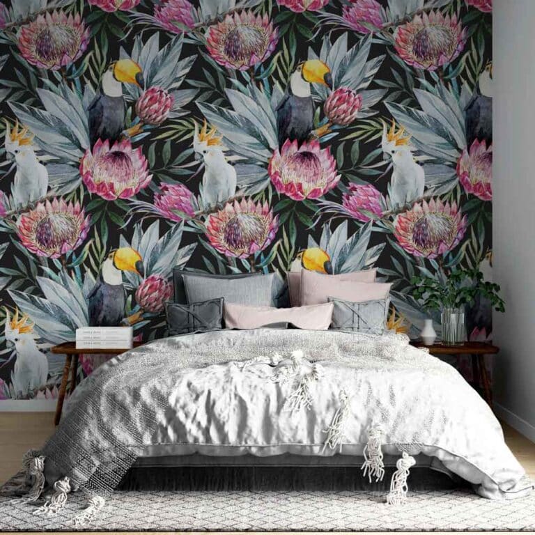 Fotobehang Botanische jungle kaketoe