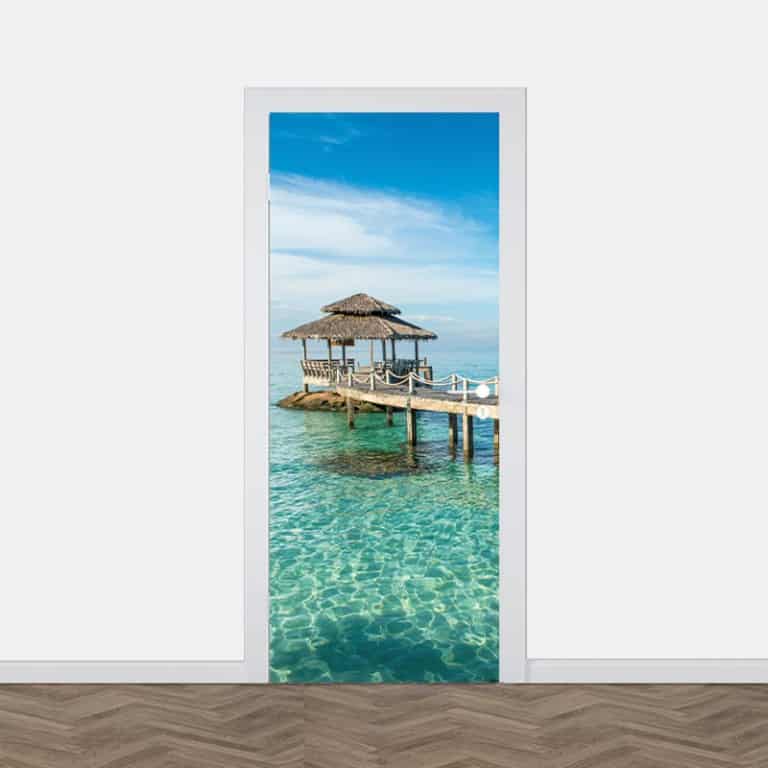 Deursticker Van de steiger in zee