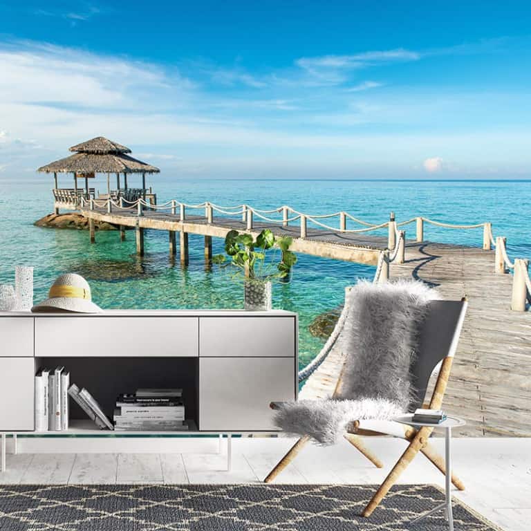 Fotobehang Van de steiger in zee