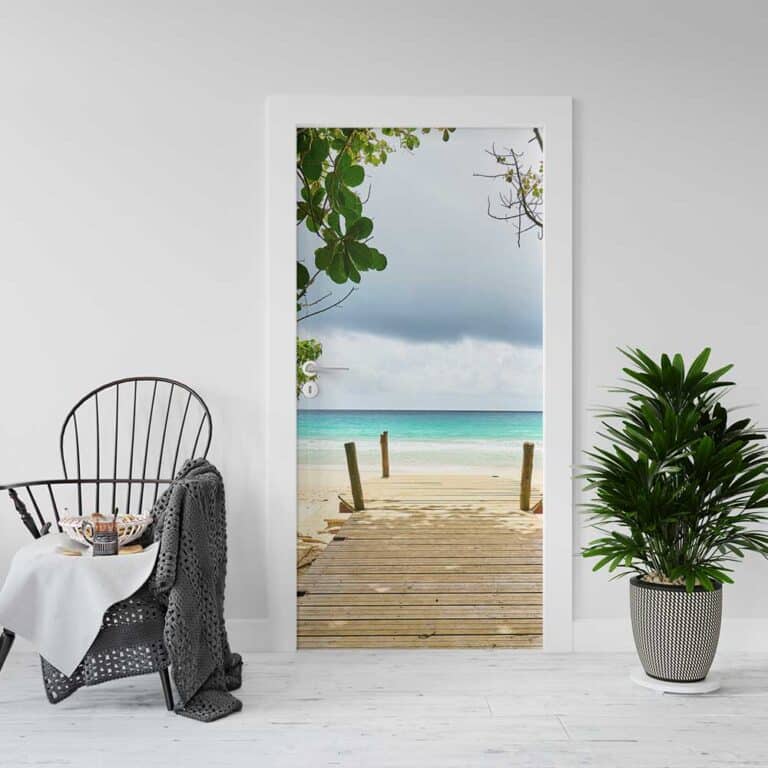 Deursticker Steiger naar tropisch strand