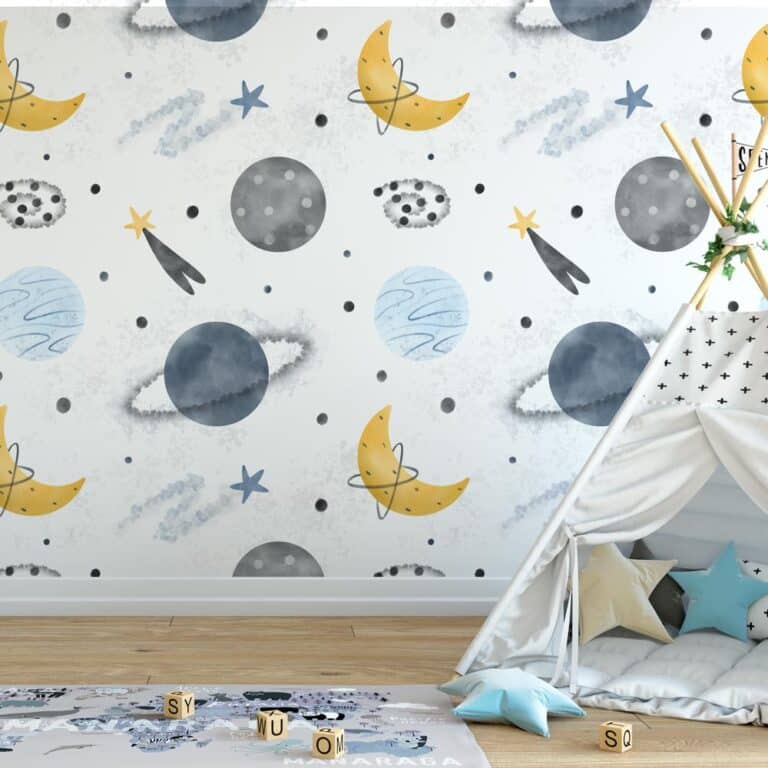Kinderbehang Maan planeet sterren
