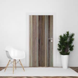 deursticker houten planken in bruintinten