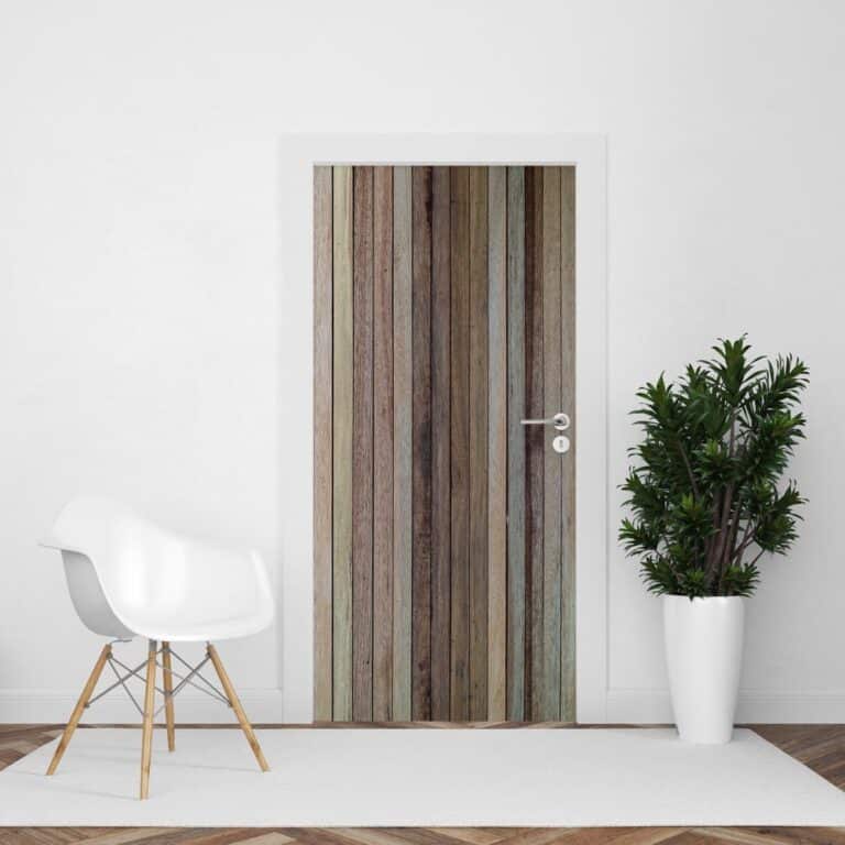 deursticker houten planken in bruintinten