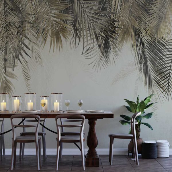 Fotobehang onder de palmbladeren