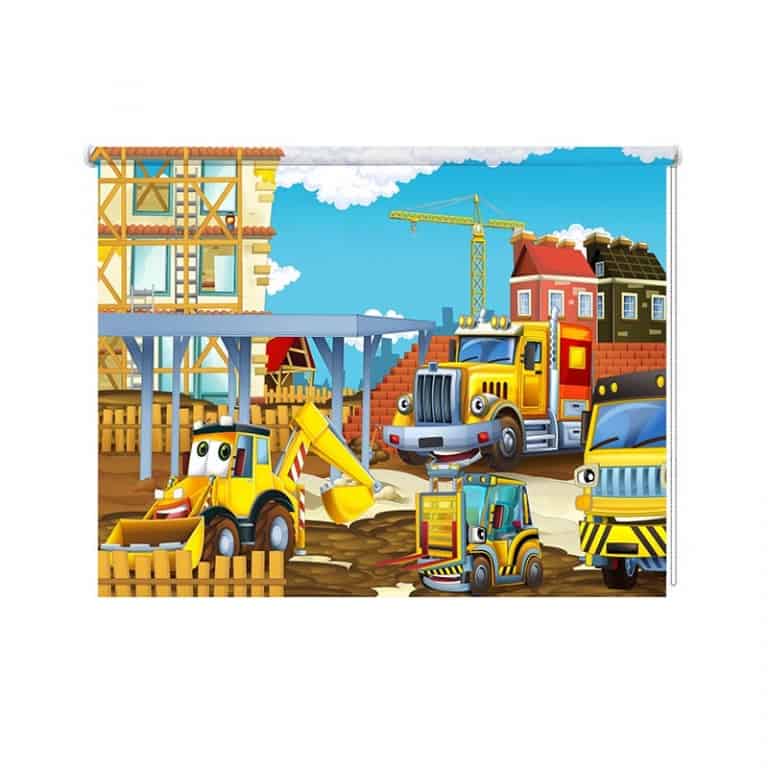 Rolgordijn Drukte op de bouwplaats