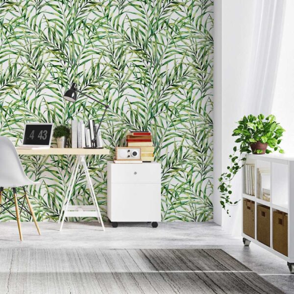 Fotobehang tropische bladeren in aquarel