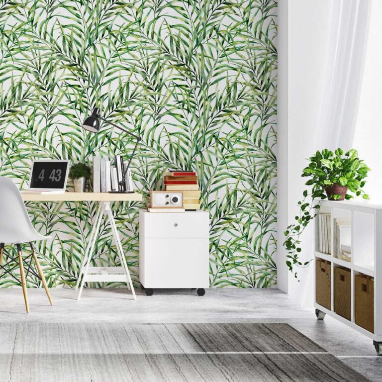 Fotobehang tropische bladeren in aquarel