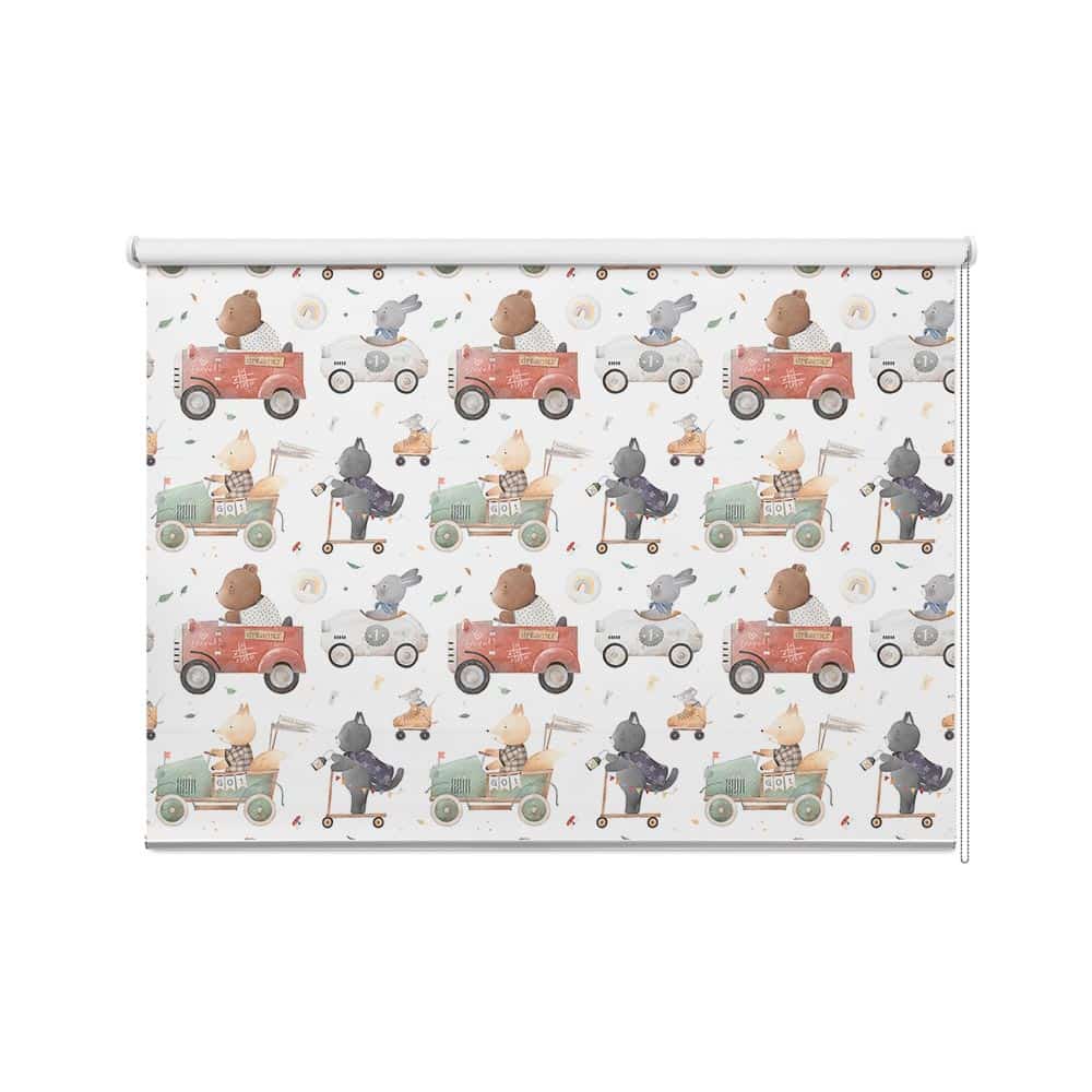 rolgordijn Vrolijke dieren in auto