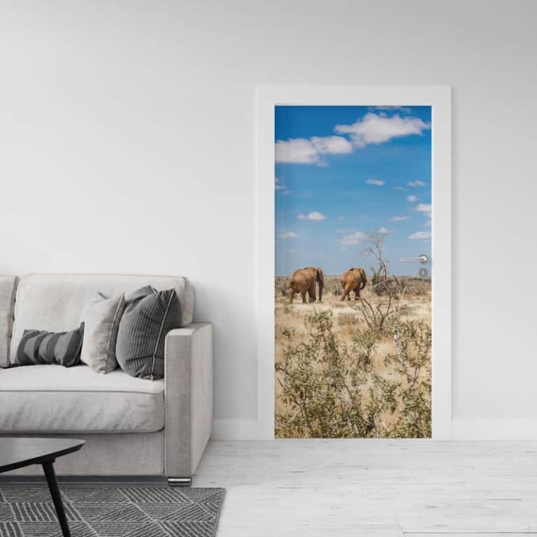 Deursticker Olifanten in Afrika