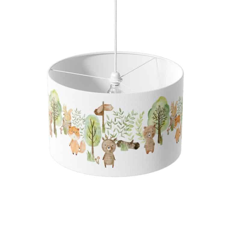 Kinderlamp - lampenkap - lampenkap met print - Lampenkap Vos beer eekhoorn