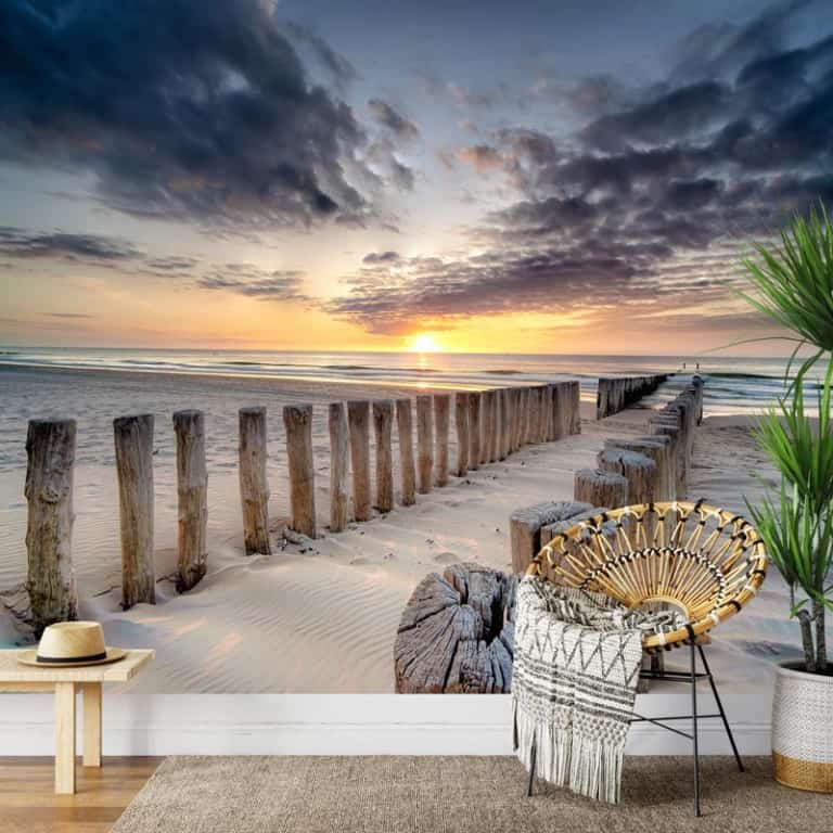 Fotobehang Golfbrekers aan de kust