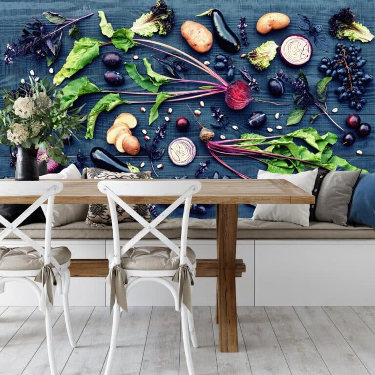 Fotobehang groente op tafel