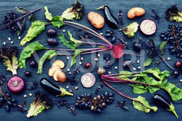 Fotobehang groente op tafel