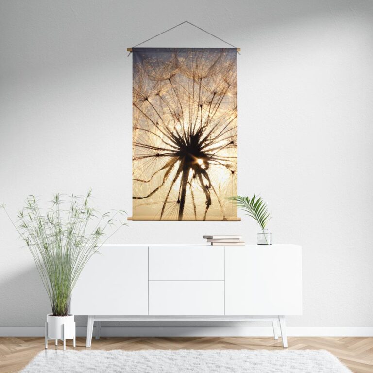 Textielposter Dandelion in avondschemer