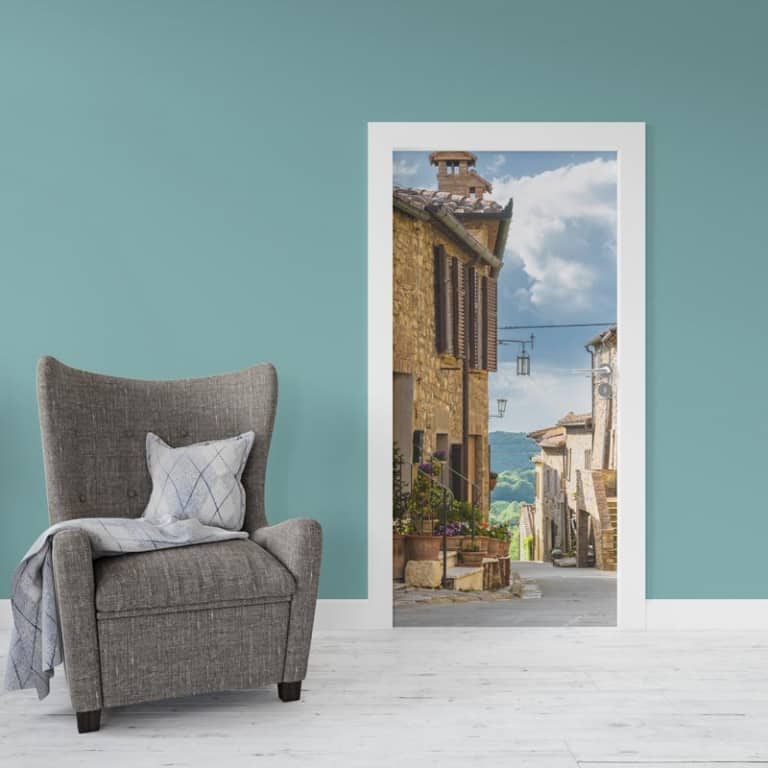 Deursticker In een Italiaans straatje
