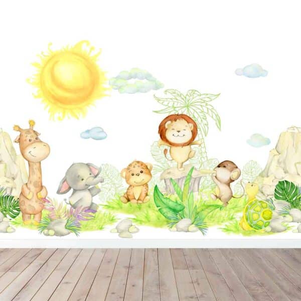 Kinderbehang Happy baby animals
