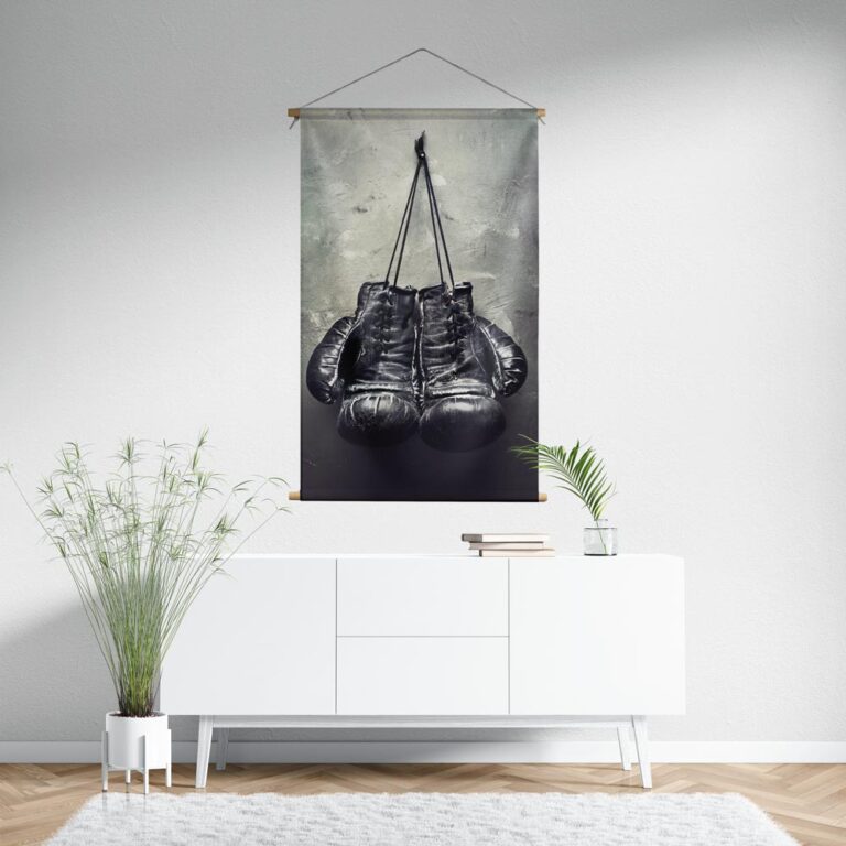 Textielposter Vintage bokshandschoenen