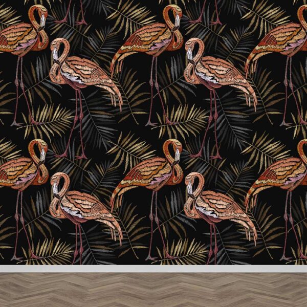 Fotobehang Botanische flamingo patroon