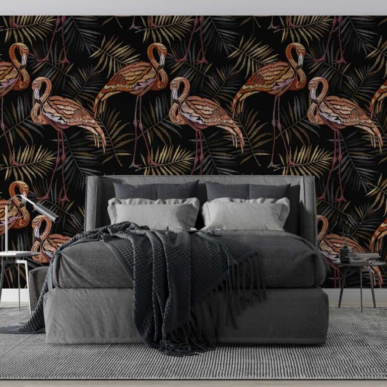 Fotobehang Botanische flamingo patroon