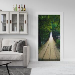 Deursticker Touwbrug door regenwoud