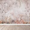 Fotobehang flamingo op botanische achtergrond
