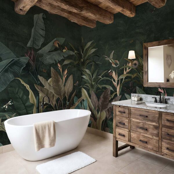 Badkamer behang Jungle met vogels