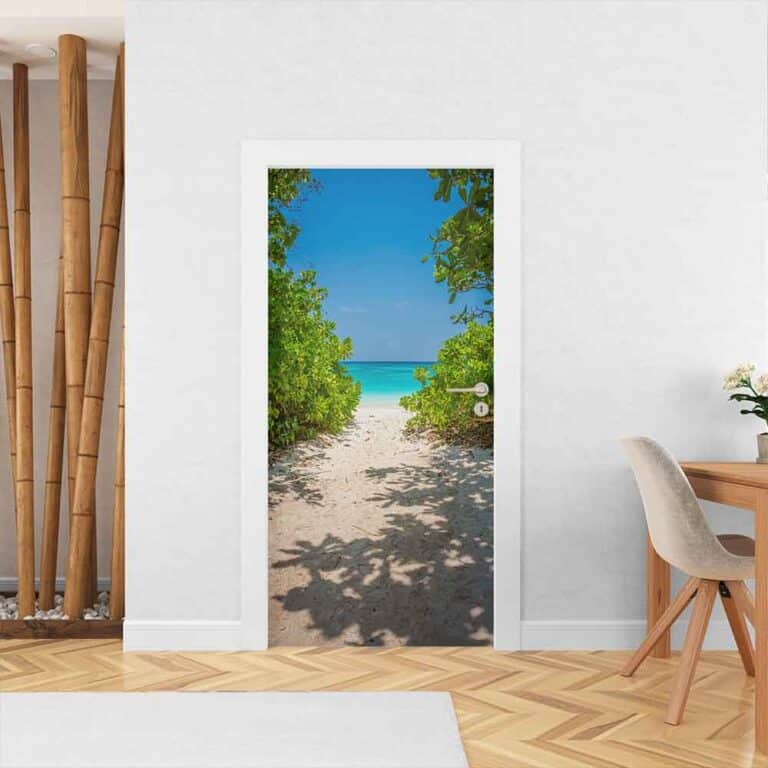 Deursticker Naar tropisch strand
