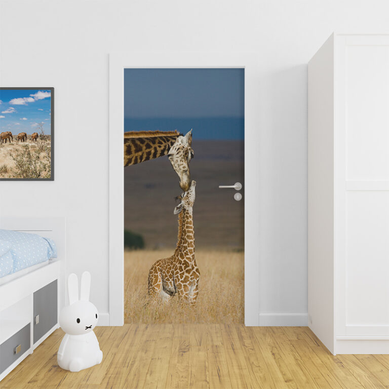 Deursticker Giraf met jong