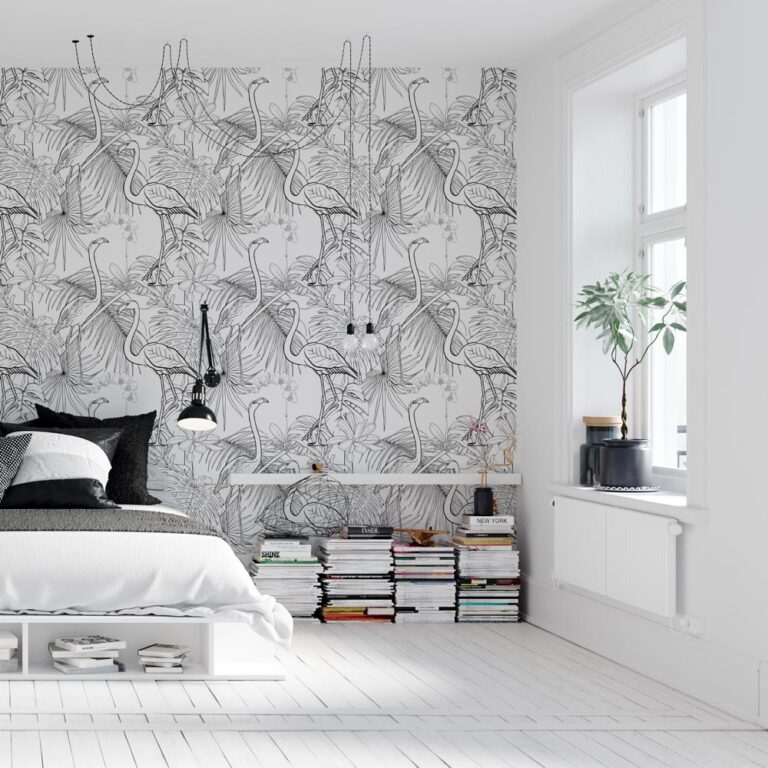 Fotobehang Botanisch flamingo patroon illustratie