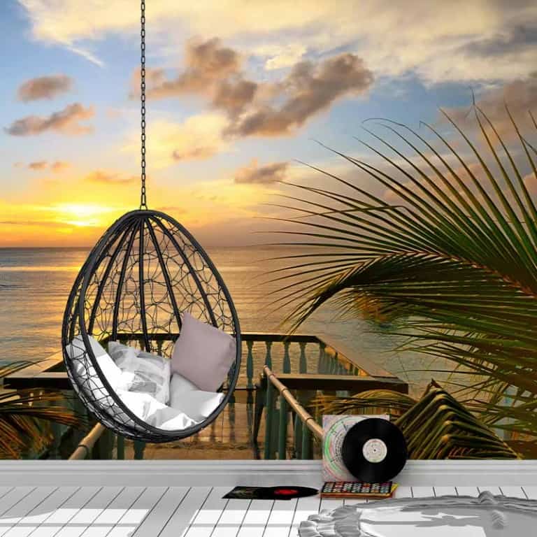 Fotobehang Op de steiger in tropische sfeer