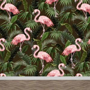 Fotobehang Botanische flamingo's