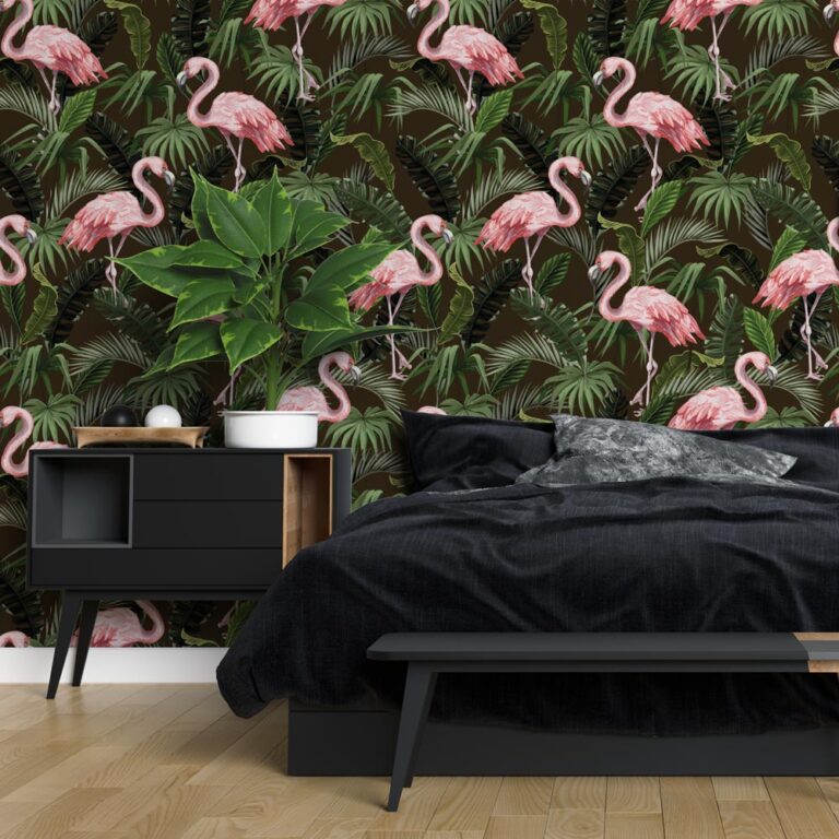 Fotobehang Botanische flamingo's