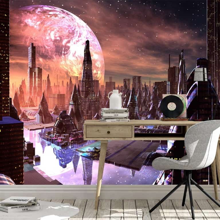 Fotobehang Science fiction stad