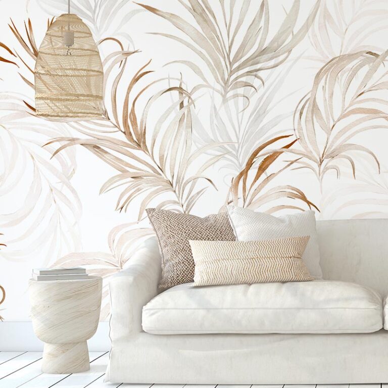 Fotobehang Palmbladeren met zachte tinten