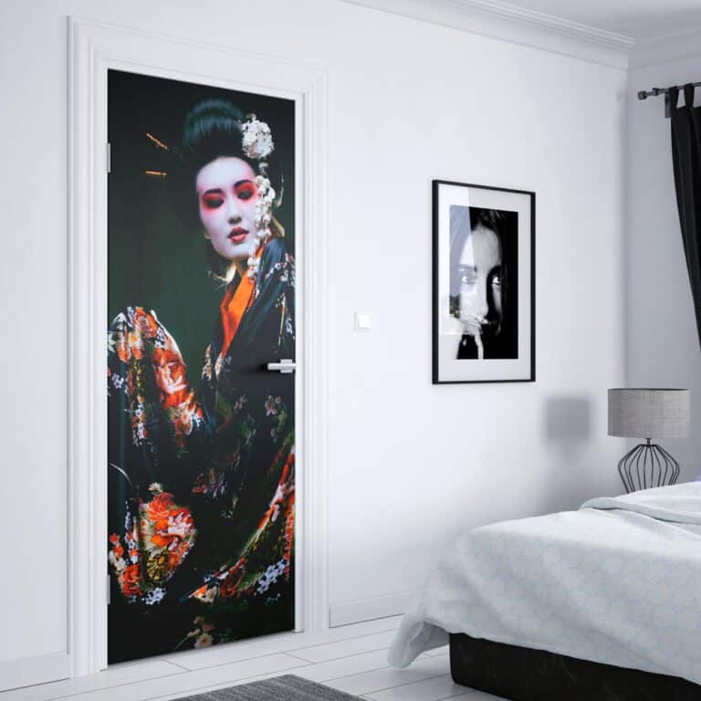 Deursticker Geisha in kimono
