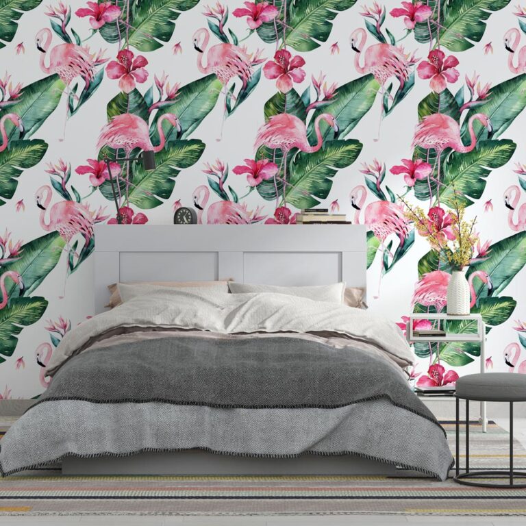 Fotobehang Botanisch roze flamingo