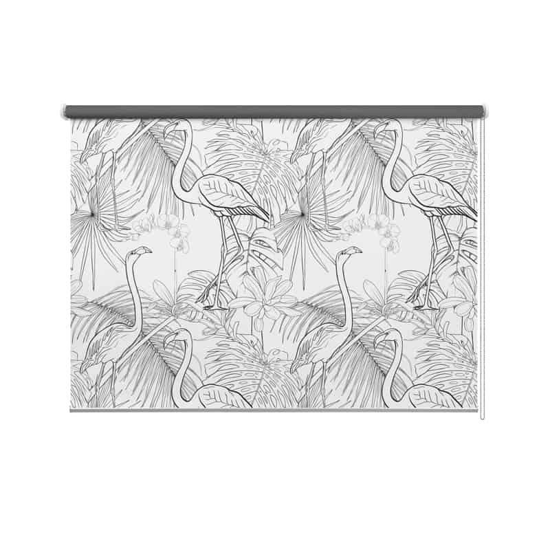 Rolgordijn botanisch flamingo patroon illustratie